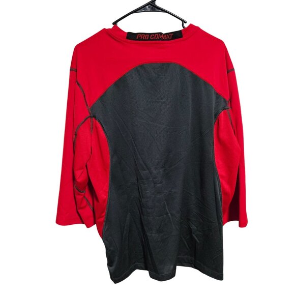 Nike Pro Combat Dri Fit Long Sleeve Shirt Mens Size XXL Red Black Athletic Wear - Picture 2 of 7